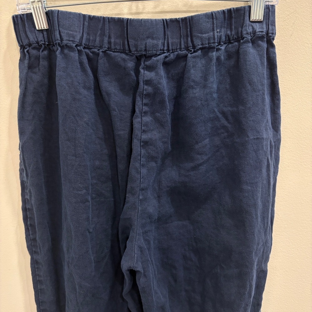 Quince 100% European Linen Tapered Ankle Pants Deep Navy Blue High Rise Medium - Picture 7 of 9